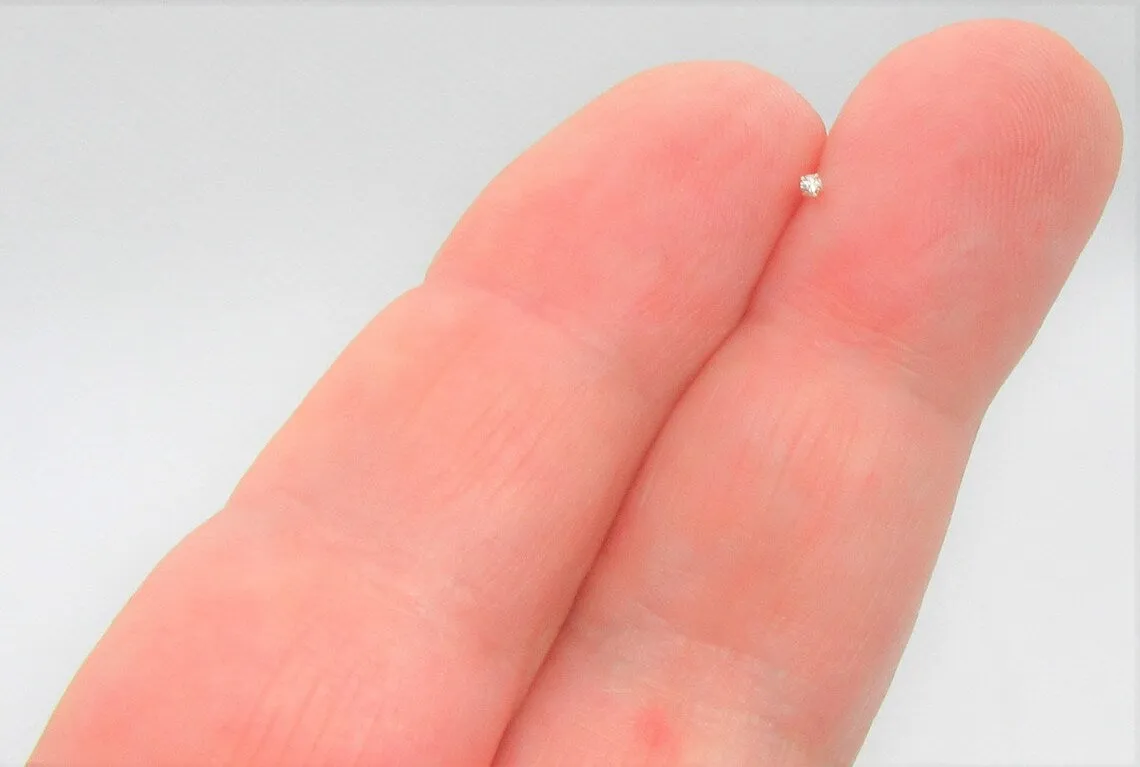 Super Tiny 1mm Diamond Gem Crystal Claw Set Straight Nose Stud L Bend Shape Bent Post Pin Jewelry 22 gauge 22G Nose Jewelry Pin Nostril