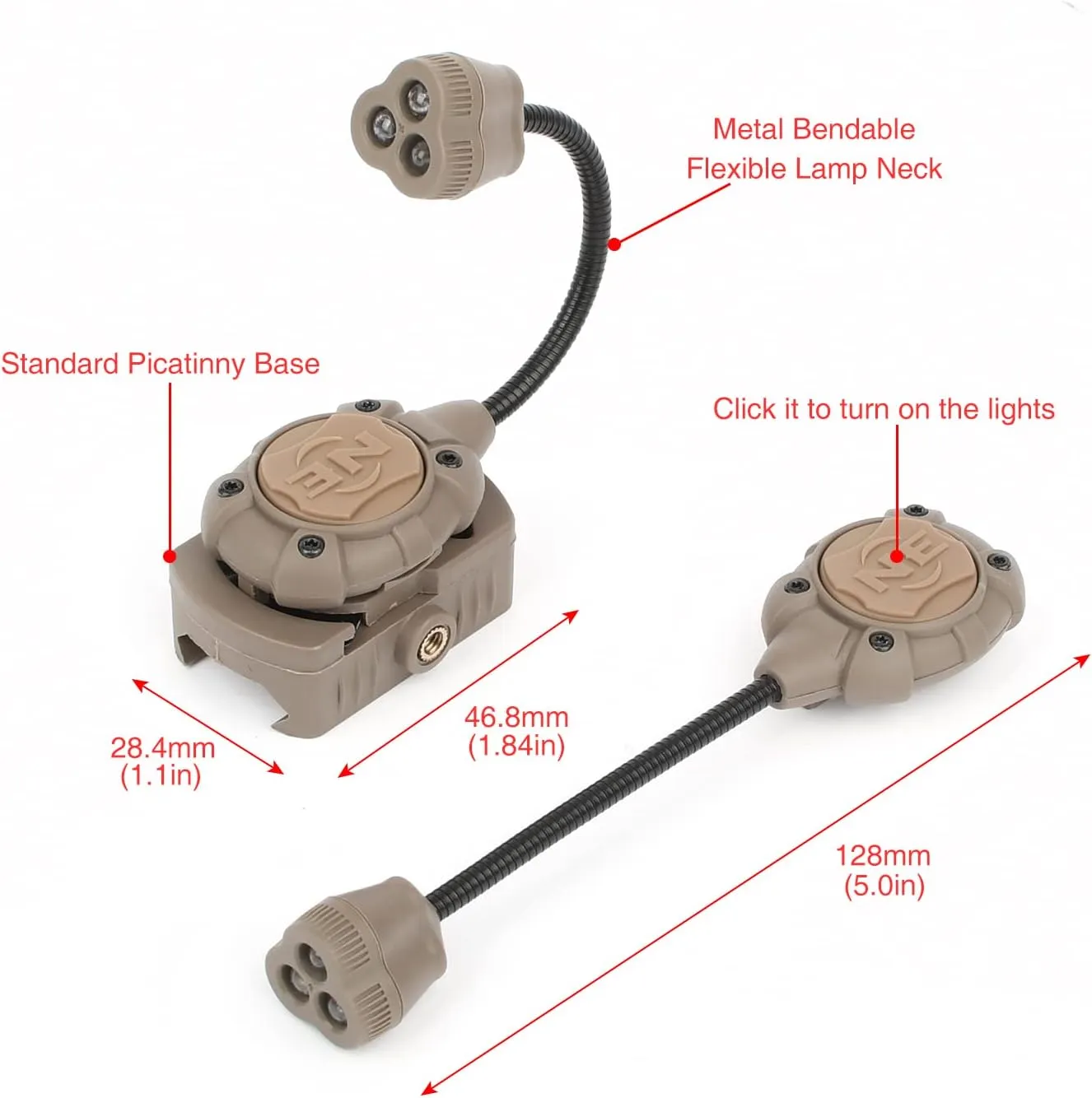 Tactical Helmet Light with White Red IR LED Task Lamp, Military Helmet Accessories Mount for Mich Fast Helmet Molle System Picatinny Rail, Survival Signal Light for Outdoor Hunting