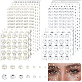 TecoKart 2032 Pcs Self Adhesive Pearls and Rhinestones Sticker，Hair Gems and Hair Pearls, Face Pearls for Makeup, Crafts, Home Decor Scrapbooking，7 Sizes 3mm/4mm/5mm/6mm/8mm/10mm/12mm