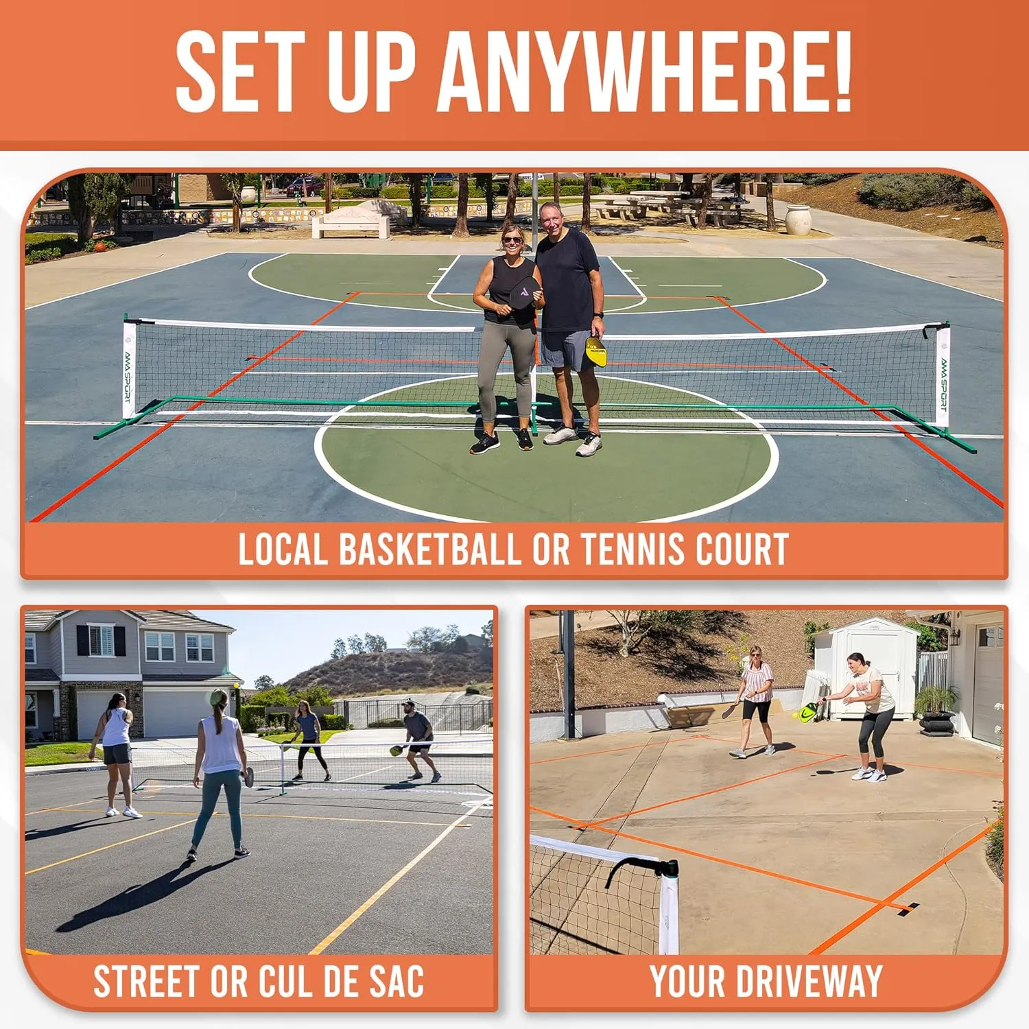 Temporary Pickleball Court Lines - The Original - Portable Pickleball Court Marking Kit, Lines for Court Outdoor or Indoor, Pickle Ball Court Dimensions, No Measuring Needed, Net Not Included