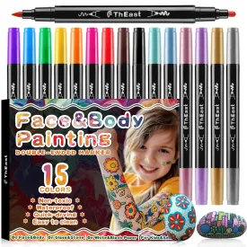 ThEast 15 Colors Face Paint, Face Body Painting Kit for Kids, Tattoo Markers for Skin, Body Paint Pens for Adults, 4th of July Makeup, Teen Girl Gifts Trendy Stuff