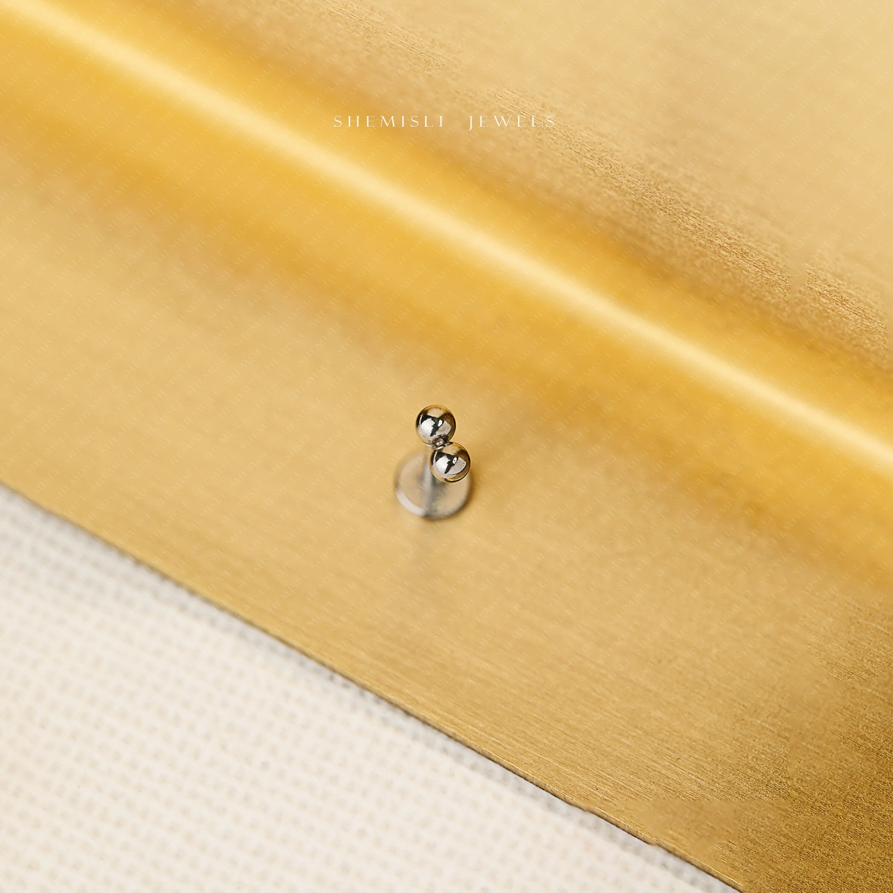 Tiny 2 beads Threadless Flat Back Nose Stud, 20,18,16ga, 5-10mm Unisex, Surgical Steel SHEMISLI SS592