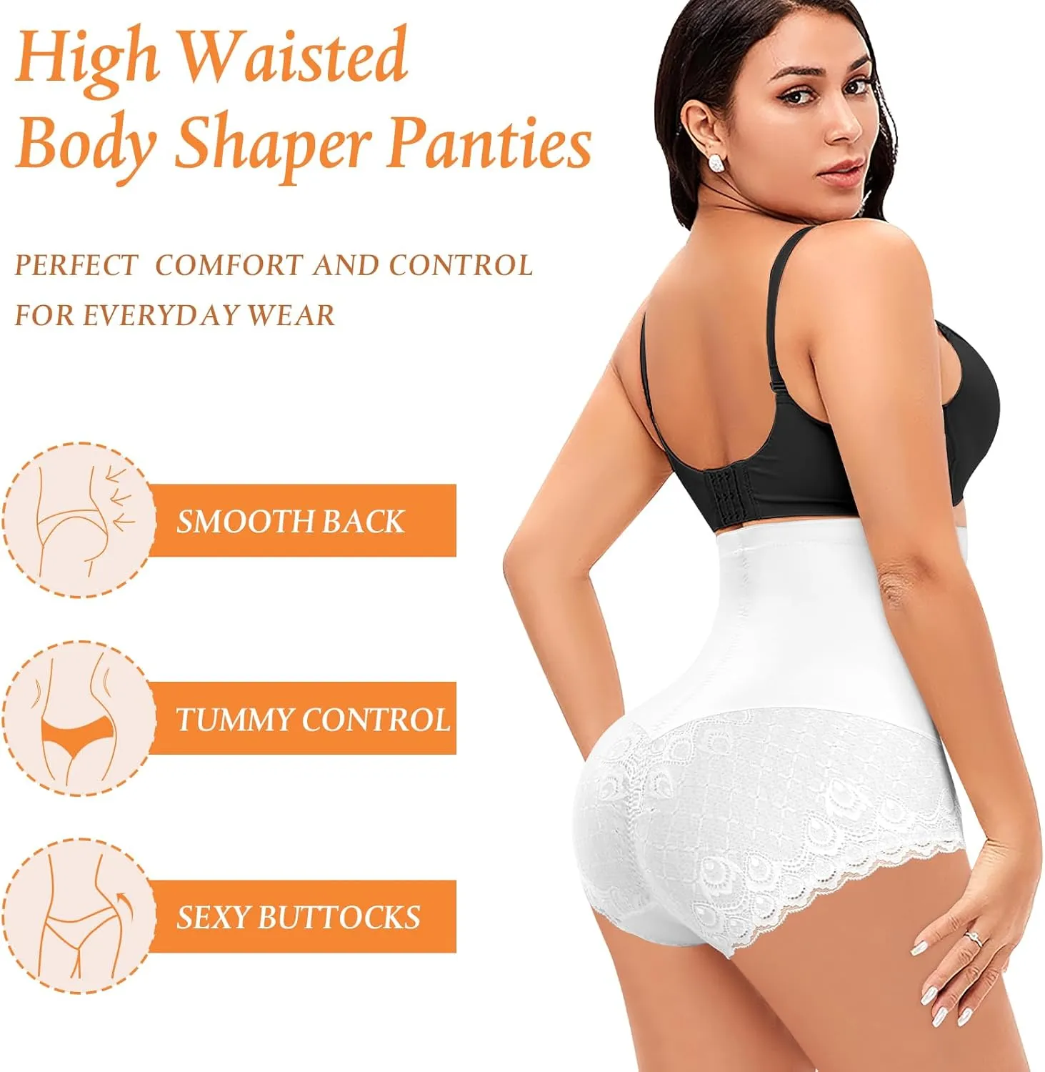 Tummy Control Shapewear Panties for Women High Waisted Shaping Underwear Lace Body Shaper Girdle