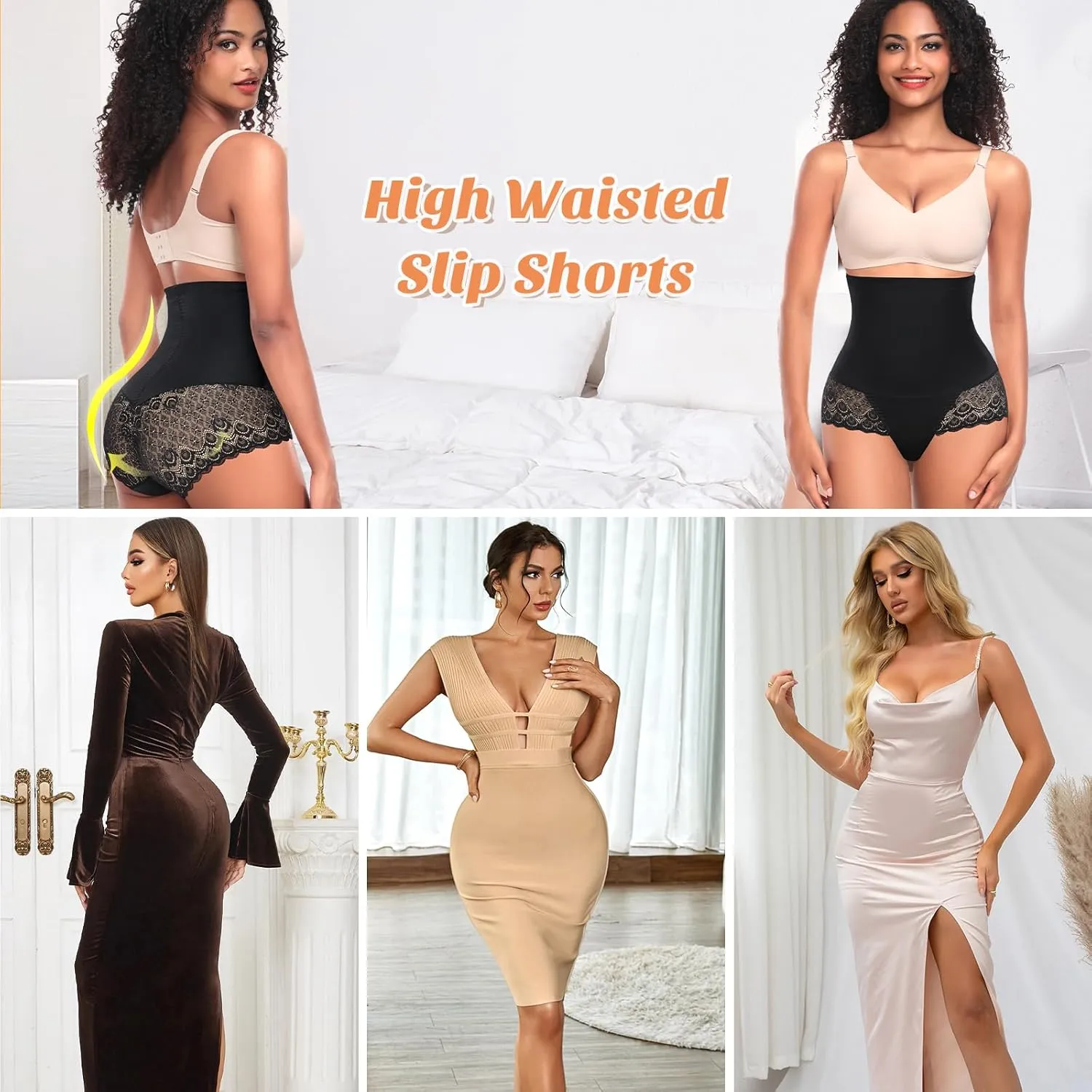 Tummy Control Shapewear Panties for Women High Waisted Shaping Underwear Lace Body Shaper Girdle