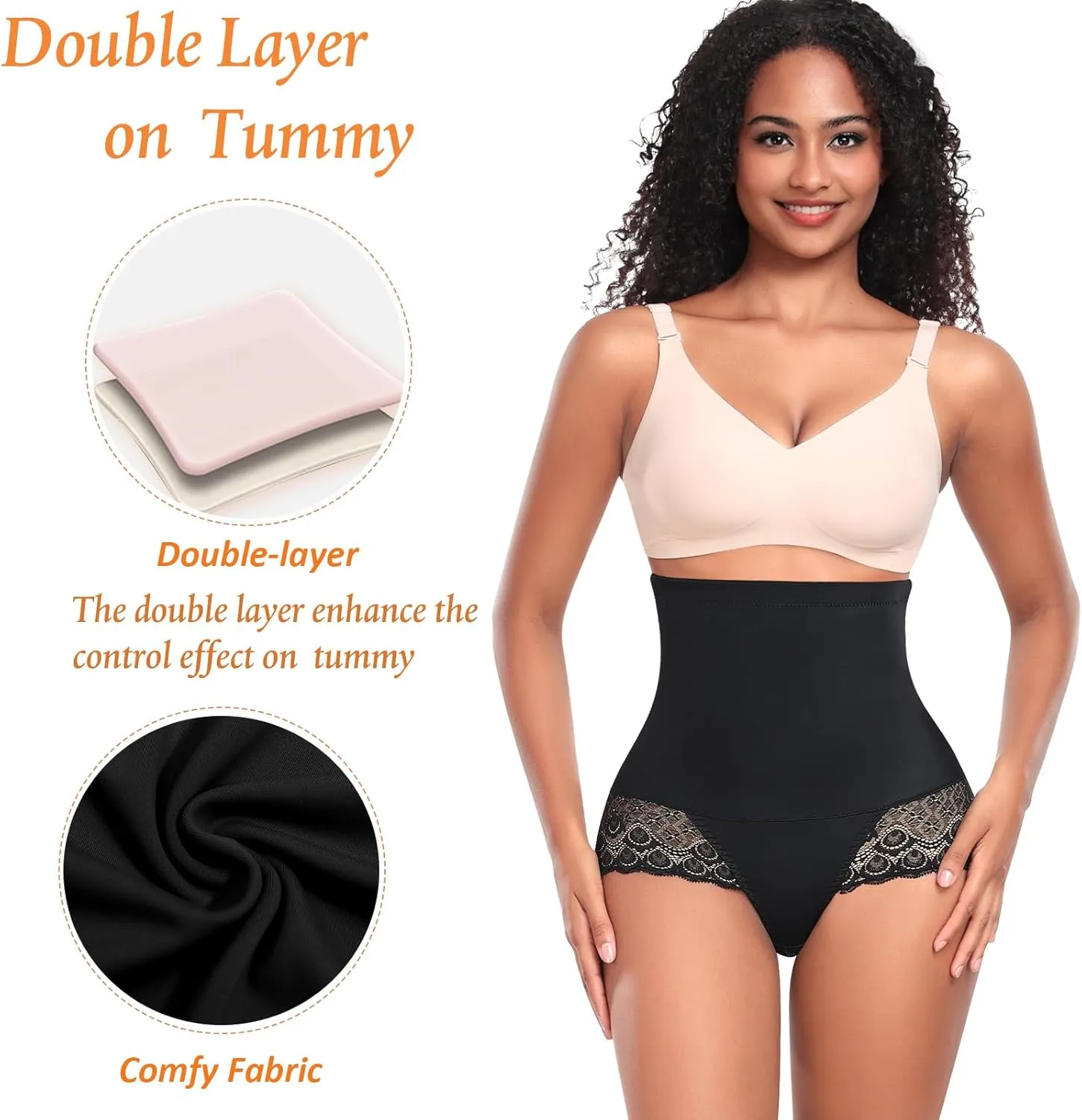 Tummy Control Shapewear Panties for Women High Waisted Shaping Underwear Lace Body Shaper Girdle