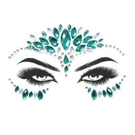 Turquoise & iridescent face art crystal stickers