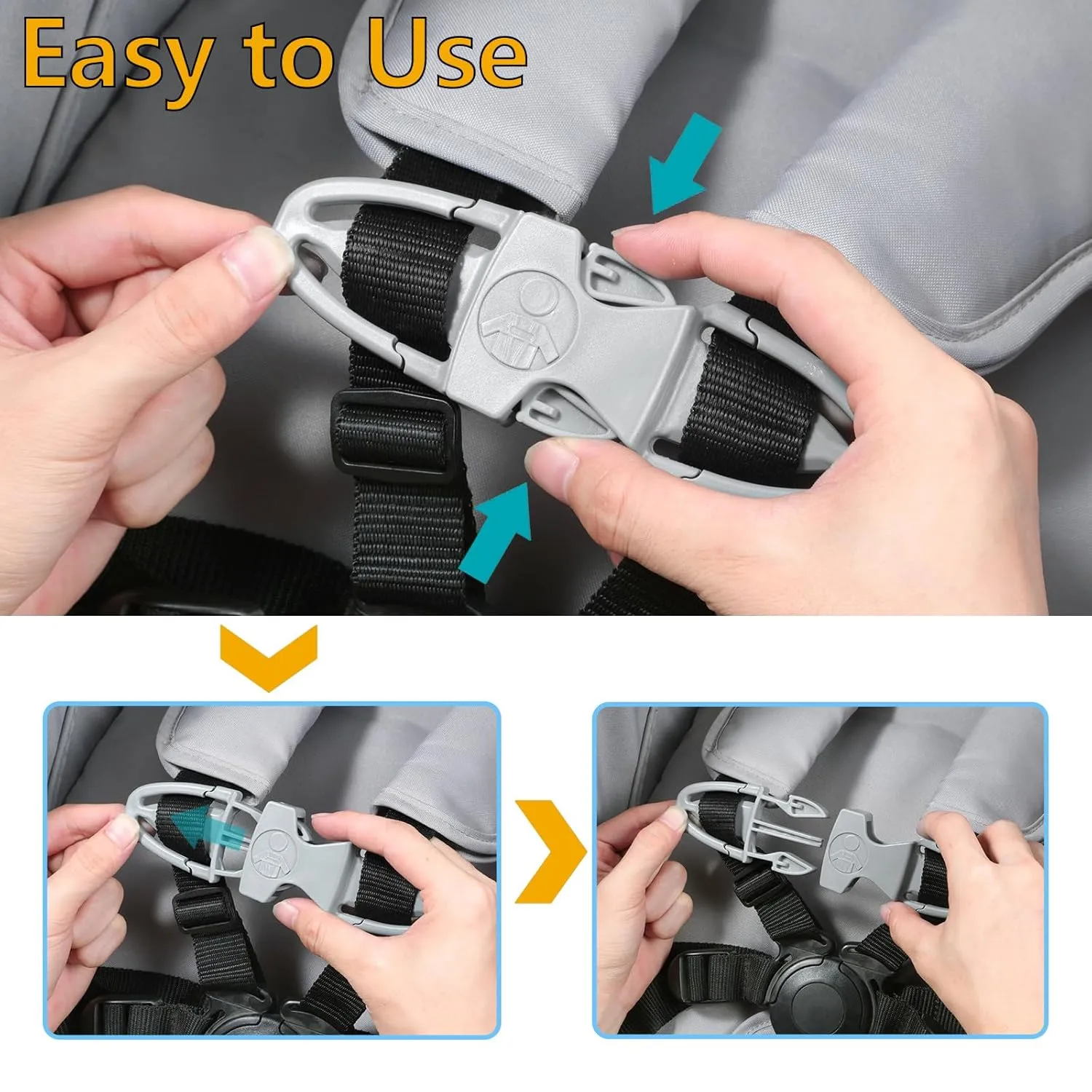 Universal Child Chest Clip Has a Non-Slip Design and is Suitable for Use On Seats, Strollers, High Chairs, School Bags and Work Belts, Providing All-Around Protection for Your Child
