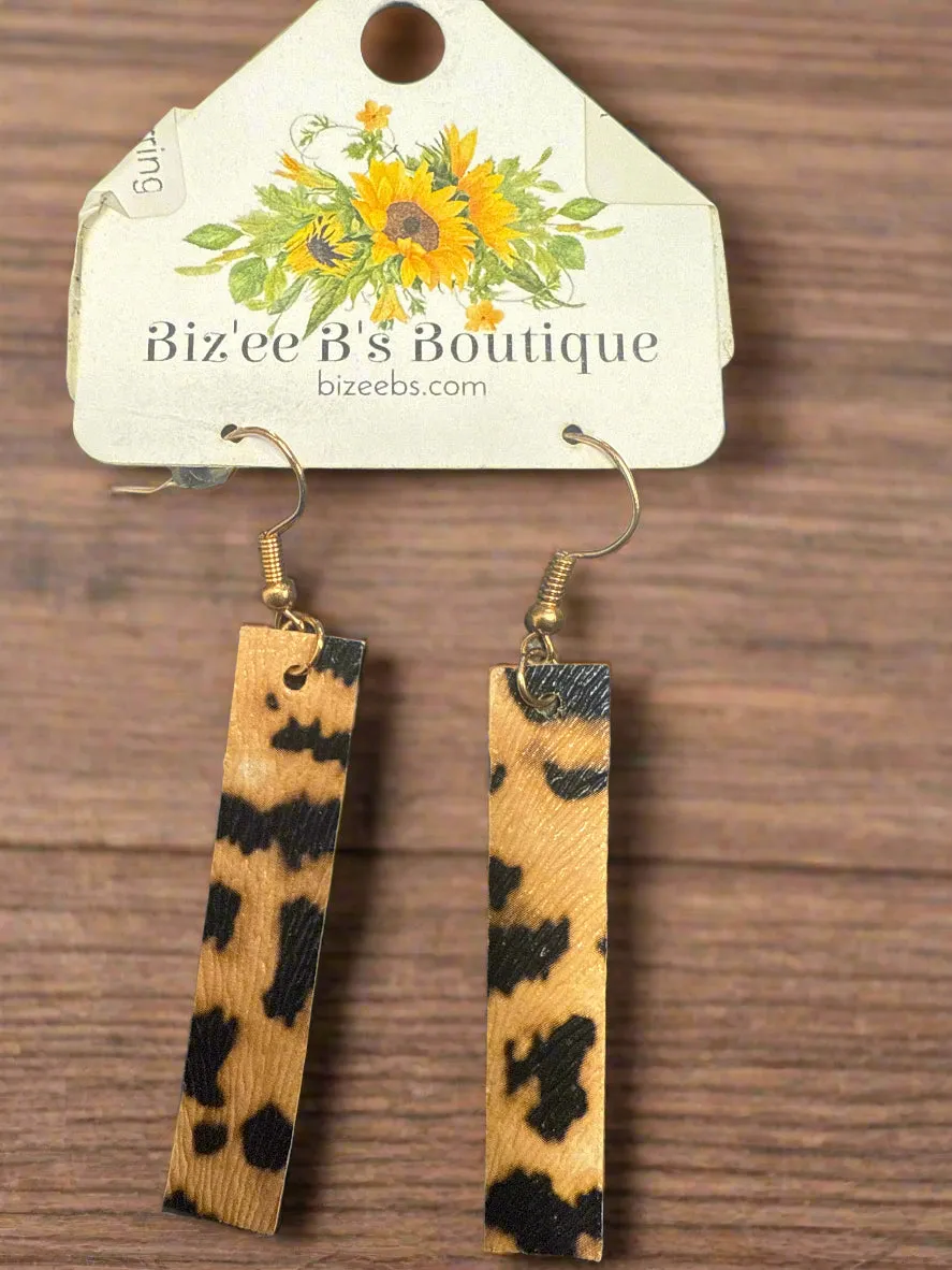 Vertical Bar PU Leather Earrings