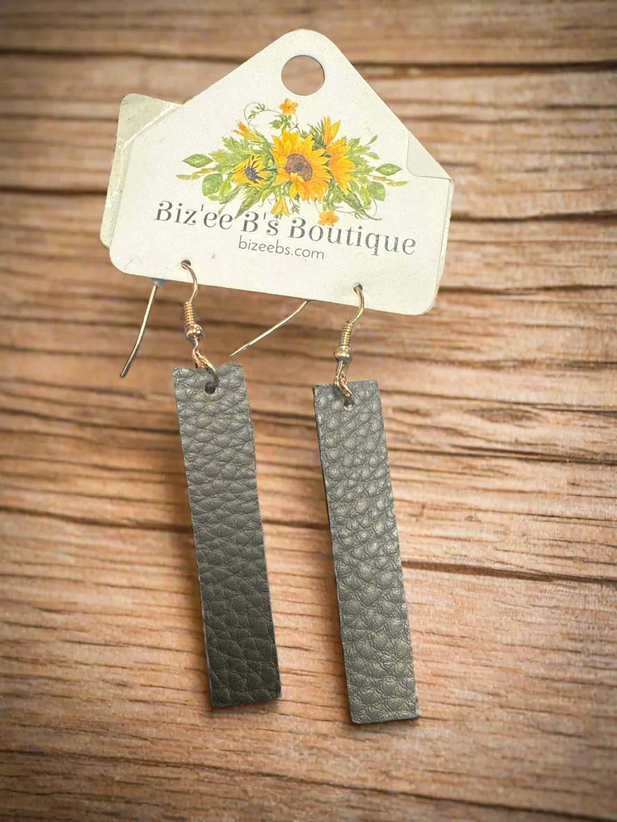 Vertical Bar PU Leather Earrings