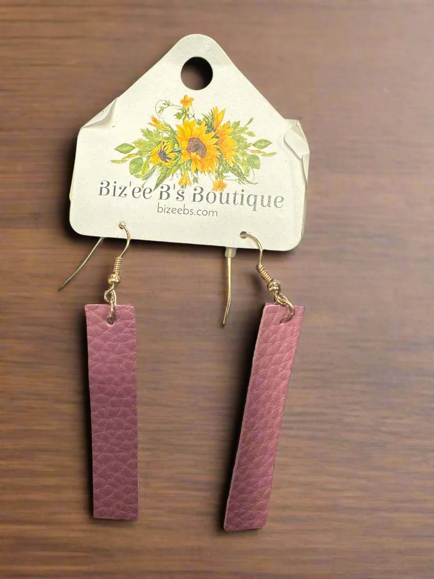 Vertical Bar PU Leather Earrings