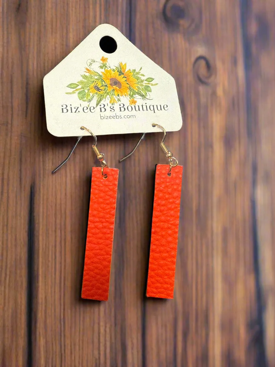 Vertical Bar PU Leather Earrings
