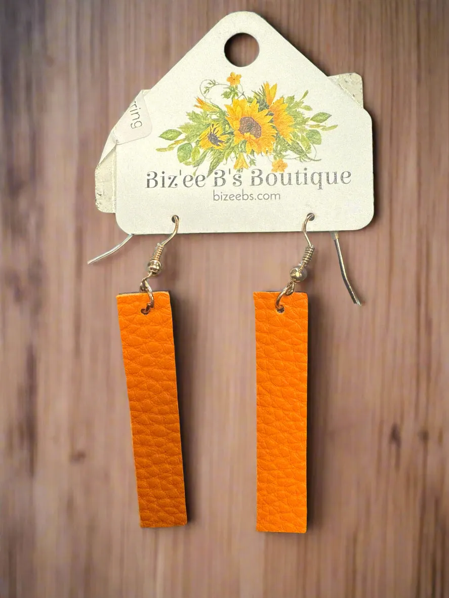 Vertical Bar PU Leather Earrings