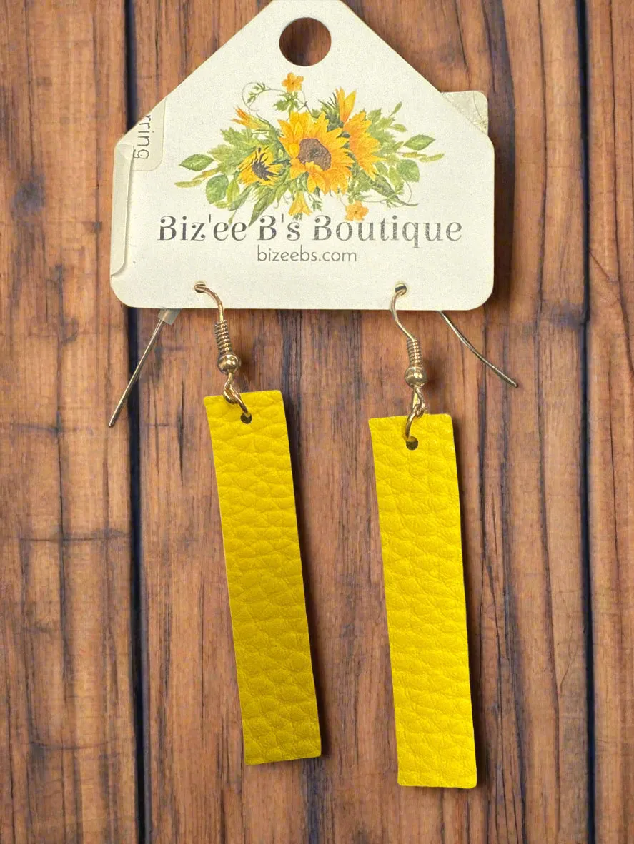 Vertical Bar PU Leather Earrings