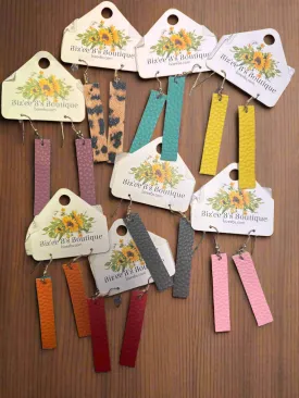 Vertical Bar PU Leather Earrings