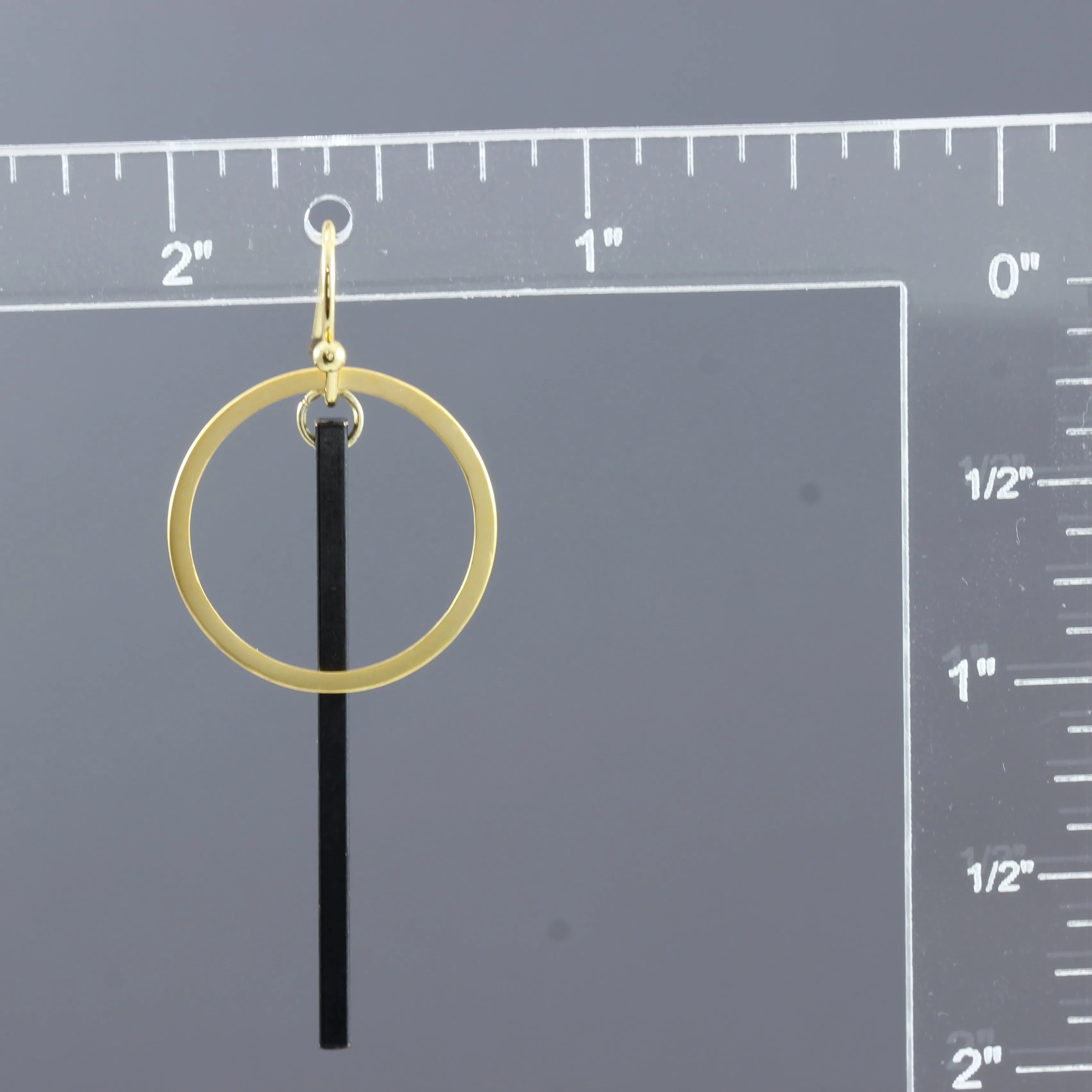Waterproof "Imperméable”  Mixed Metal Polished Gold and Black Bar Leverback Earrings