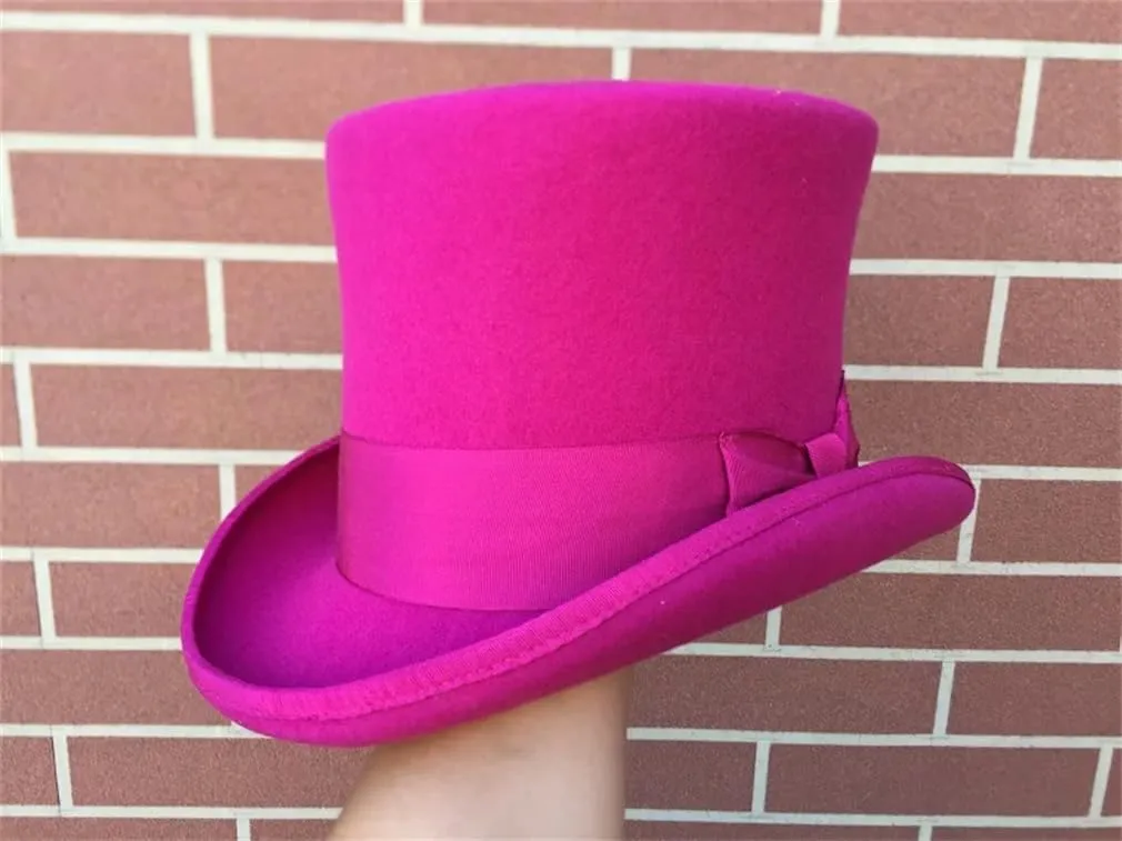 Women Wool Felt High Top Hat Topper Hat Tuxedo Formal Costume Top Hat