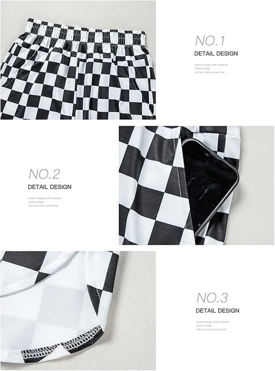 Women's Checkered Shorts Elastic Waist Gingham Pajama Lounge Sleep Y2K Plaid Pj Shorts 2025 Summer Beach Bottoms