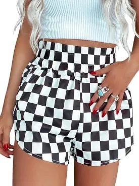 Women's Checkered Shorts Elastic Waist Gingham Pajama Lounge Sleep Y2K Plaid Pj Shorts 2025 Summer Beach Bottoms
