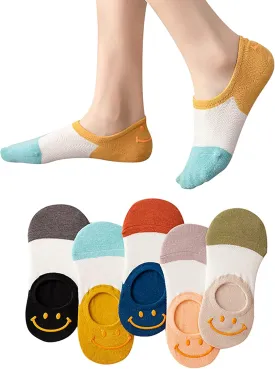 Womens No Show Socks 5 Pairs Invisible Cute Socks Womens Low Cut Socks Hidden Non Slip Socks Breathable Thin Socks