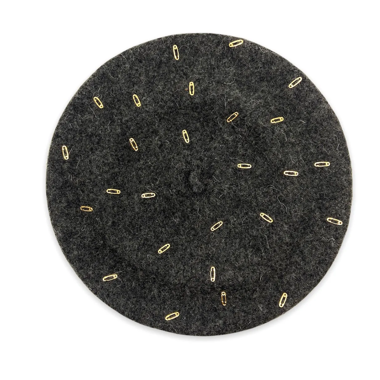 Wool beret with gold metal trim
