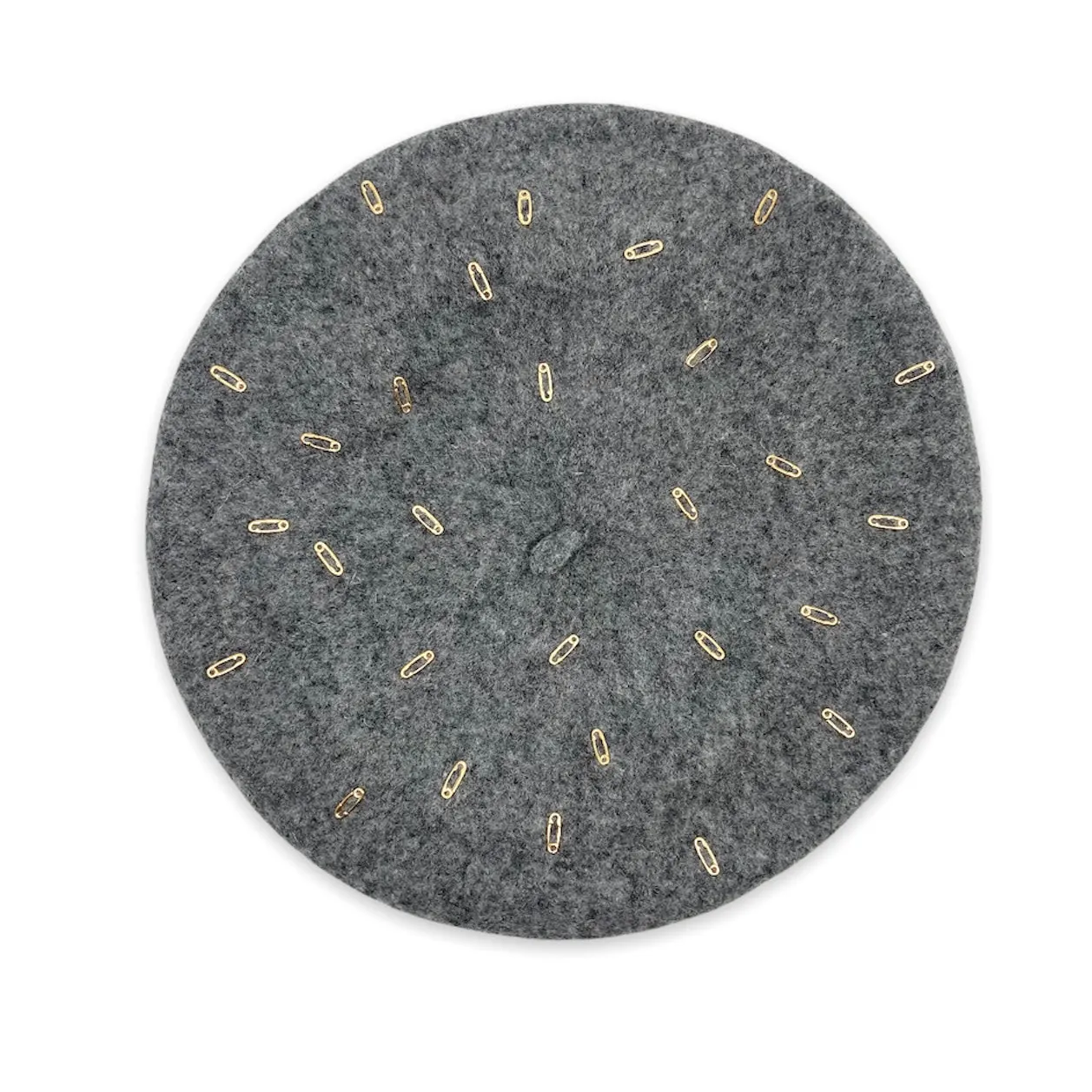 Wool beret with gold metal trim