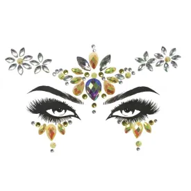 Yellow & silver face art crystal stickers