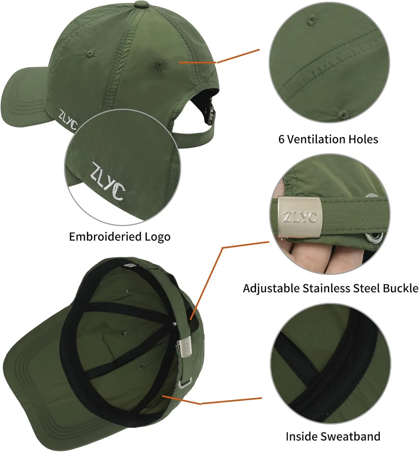 ZLYC Quick Dry Baseball Cap for Women Men Unstructured Sports Golf Tennis Hat