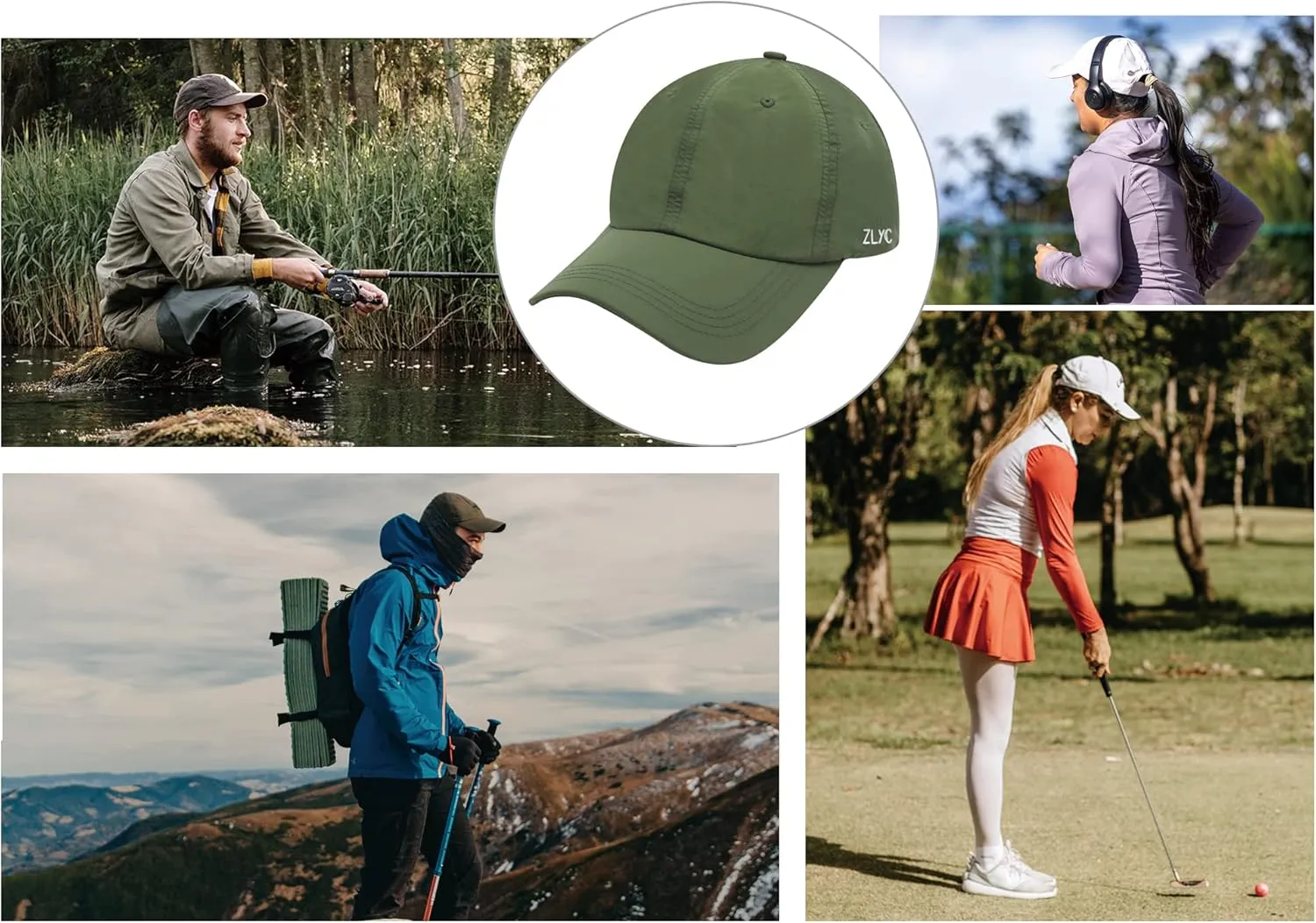 ZLYC Quick Dry Baseball Cap for Women Men Unstructured Sports Golf Tennis Hat