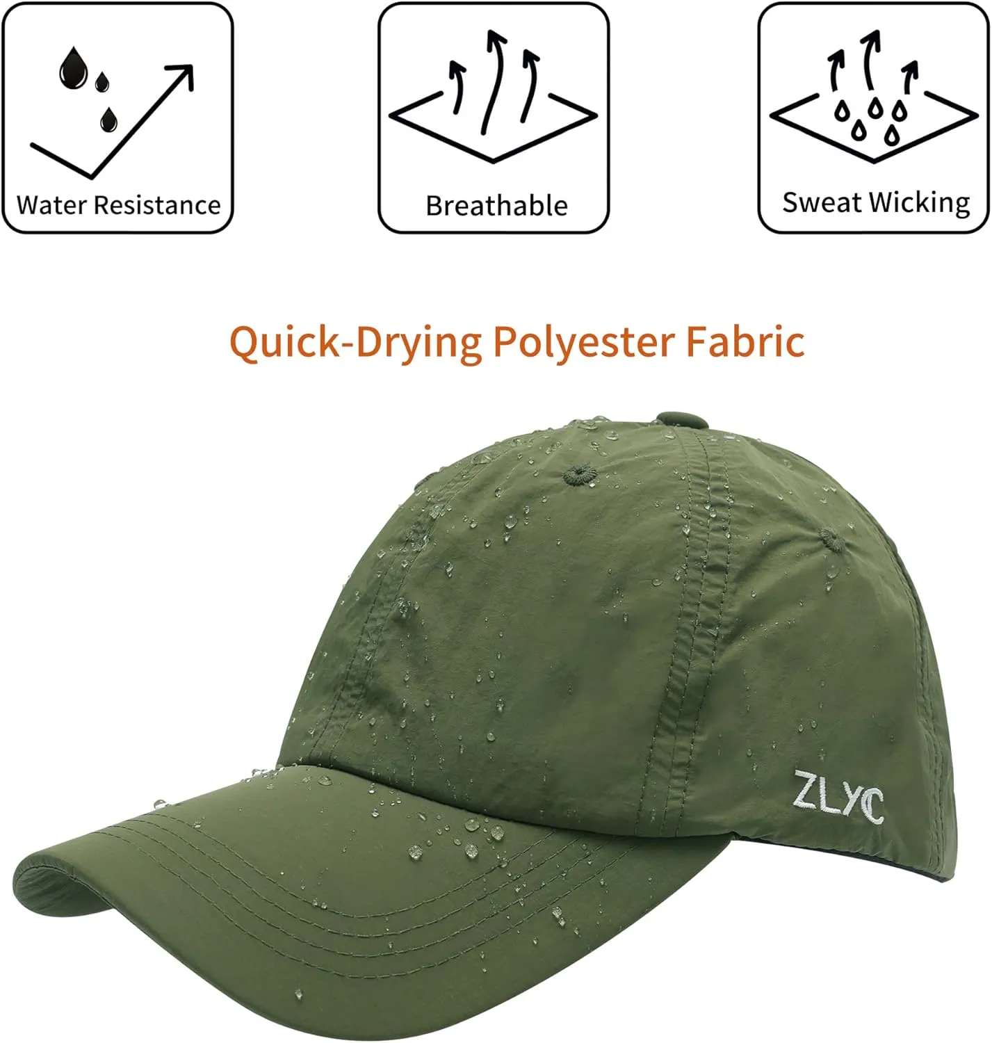 ZLYC Quick Dry Baseball Cap for Women Men Unstructured Sports Golf Tennis Hat